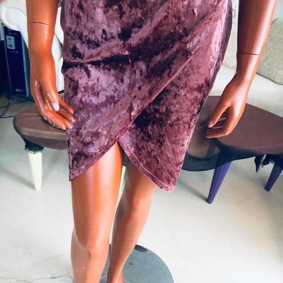 Charlotte Russe mini dress mauve purple-brown Size M deep v-cut - Picture 5 of 10